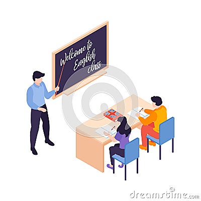 English Class Teacher Composition Vector Illustration