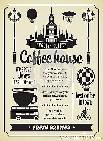 English Coffee retro element Stock Photo