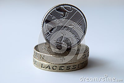 English coin balancing Stock Photo