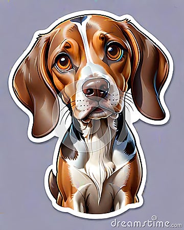 English Coonhound hunting dog alert clipart Cartoon Illustration