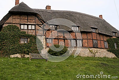 English country house thatched roof Stock Photo