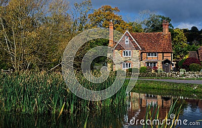 English country house with pond Editorial Stock Photo
