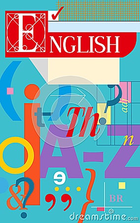 English cover. Textbook and notebook Vector Illustration