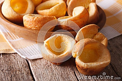 English cuisine: Yorkshire pudding homemade close-up. horizontal Stock Photo