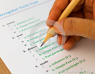English exam on table Stock Photo