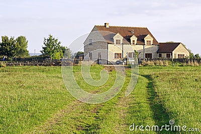 English Farmhouse and Grounds Stock Photo