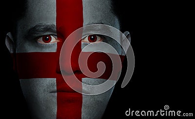 English Flag - Male Face Stock Photo