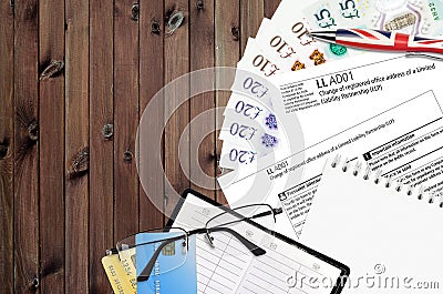 English form LLAD01 Change of registered office address of a limited liability partnership LLP from Companies House service lies Editorial Stock Photo
