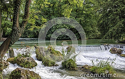 English Garden / Englischer Garten waterfall munich germany Stock Photo