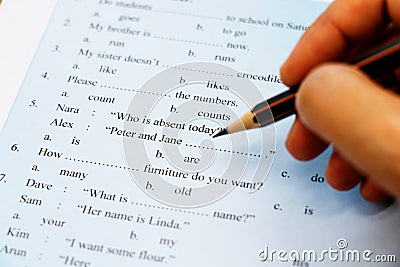 English grammar test Stock Photo