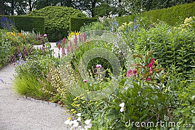 English Herbaceous Garden Border Stock Photo