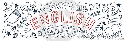 English language banner. Vector Illustration