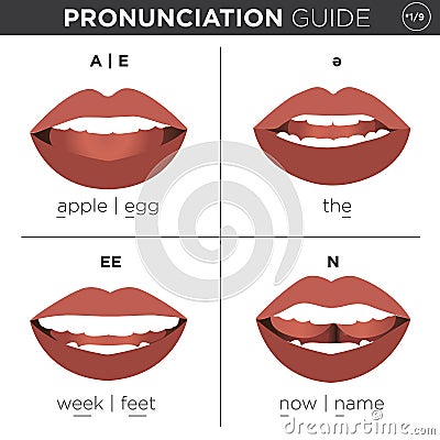 English Language Pronunciation Visual Guide Vector Illustration