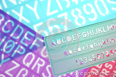 English Letters Plastic Stencils Alphabet Stock Photo