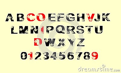 English letters a to z, 0 to 9, highlight COVID-19, corona virus, abstract vector illustration. Vector Illustration