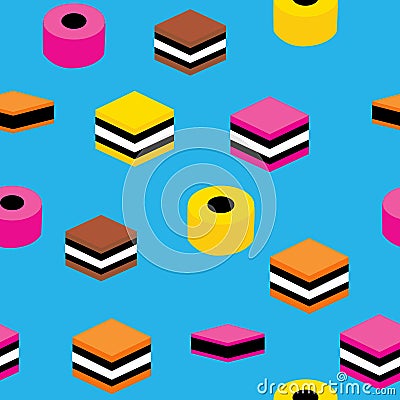 English Licorice Seamless Pattern Colorful Candy Repeat Pattern Background for Textile Design, Fabric Printing, Stationary, Packag Vector Illustration