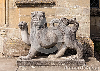 English Lion Sculpture, Croft Castle, Herefordshire. Stock Photo