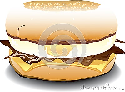 English Muffin sandwich Vector Illustration