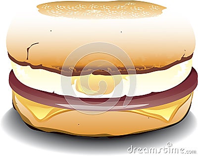 English Muffin sandwich Vector Illustration