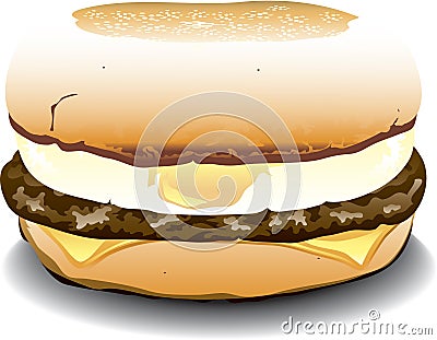 English Muffin sandwich Vector Illustration