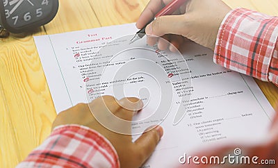 English multiple choice test Stock Photo