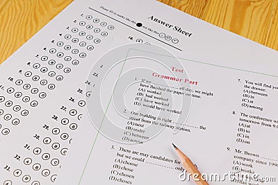 English multiple choice test Stock Photo