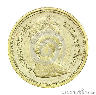 English one pound coin of 1983 Editorial Stock Photo