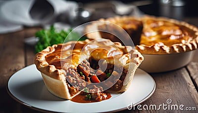 English pies with meat stuffing Stock Photo