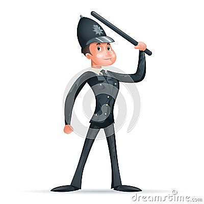 English policeman constable order law security protection cartoon character design vector illustrator Vector Illustration