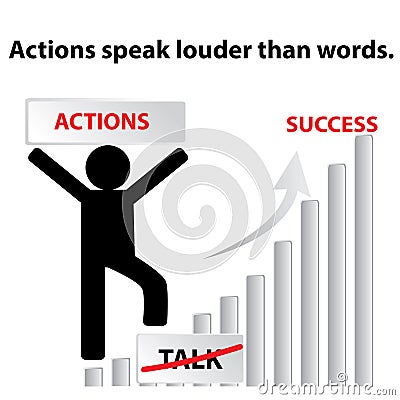 English proverb : Actions speak louder than words. Stock Photo