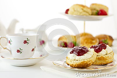 English Scones, Devonshire style Stock Photo