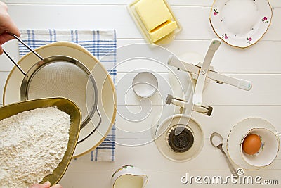 English Scones ingredients above Stock Photo