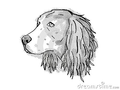 English Springer Spaniel Dog Breed Cartoon Retro Drawing Stock Photo