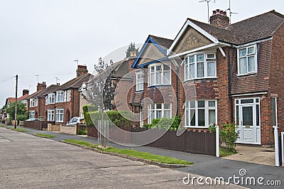 English street of semi & detached houses Stock Photo