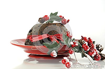 English style Christmas Plum Pudding dessert Stock Photo