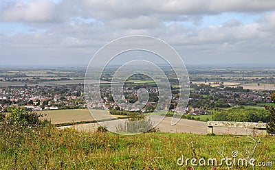 An English Summer Landscape with a Village in the Valley Stock Photo