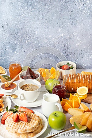 English Tea Time. delicious table with sweet dishes. Stock Photo