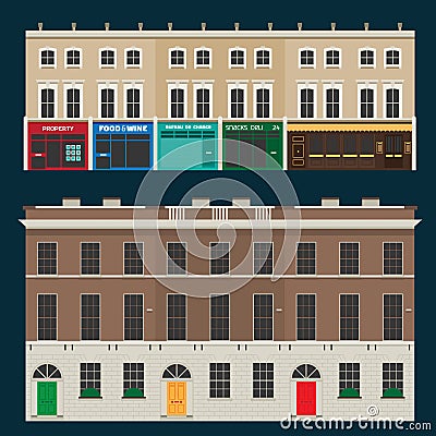 English terrace houses Vector Illustration