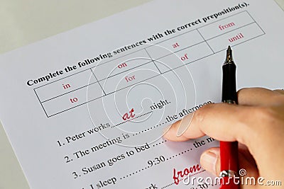 English test on table Stock Photo