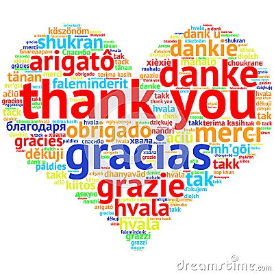 English Thank You - Heart Shaped Word Cloud, On White Stock ...