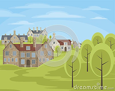 The English village Vector Illustration