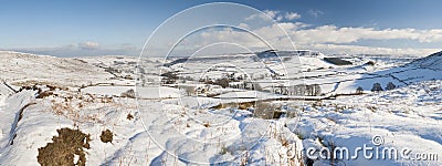 English winter countryside snowy landscape Stock Photo