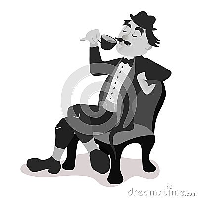 Englishman drinking tea from a little teacup Vector Illustration