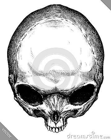 Engrave isolated alien skull hand drawn graphic vector illustration Vector Illustration