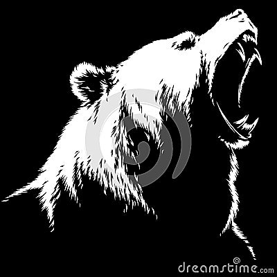 Engrave isolated bear illustration sketch linear art Cartoon Illustration