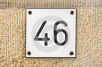 House Number 46 Stock Photo