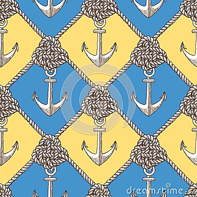 Engraved knot and anchor Vector Illustration