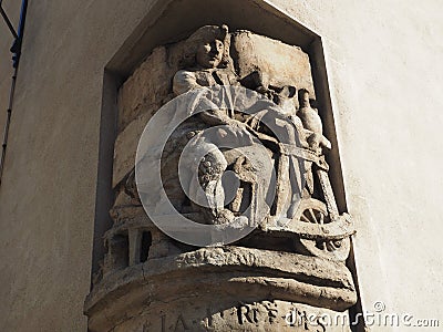 Engraved sculpture on a building facade Stock Photo