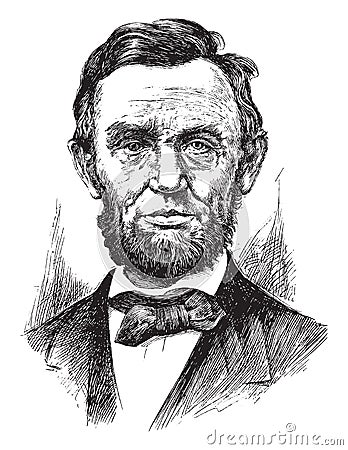 Engraving of Abraham Lincoln Cartoon Illustration