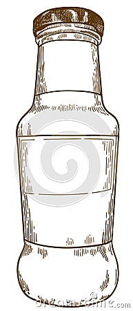 Engraving drawing illustration of sauce bottle Vector Illustration